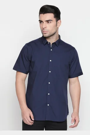 Kenneth Cole Men Navy Blue Smart Regular Fit Solid Casual Shirt