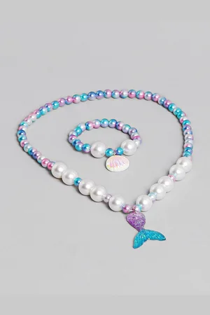 EL REGALO Girls Pearls Beaded Mermaid Theme Jewellery Set
