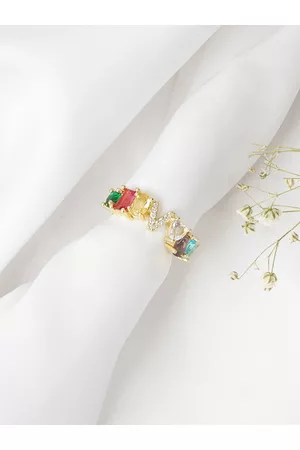Joker & Witch Gold-Toned & White Rhinestone-Studded Finger Ring