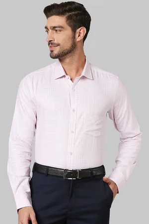 Park Avenue Men Peach-Coloured Slim Fit Micro Checks Checked Formal Shirt
