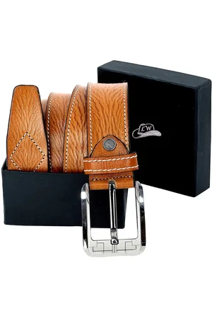 Leather World Men Tan Textured Leather Formal Belt