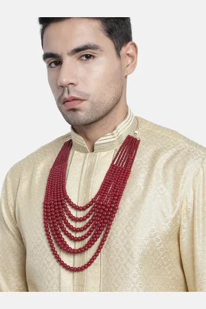 I Jewels Men Maroon Gold-Plated Layered Necklace