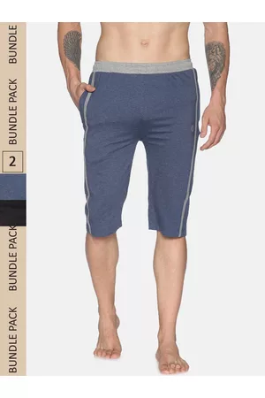 dollar Men Pack of 2 Solid Regular Fit Cotton Lounge Shorts