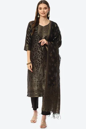 Biba Women Black Kurta with Trousers & Dupatta