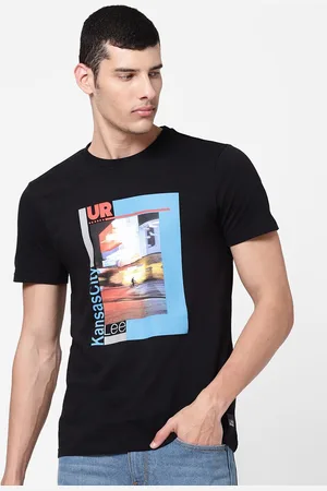 Lee Men Black Printed Slim Fit Cotton T-shirt