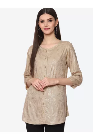 Biba Women Beige Classic Floral Casual Shirt