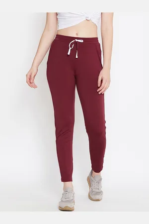 CHROME & CORAL Women Maroon Solid Track Pants