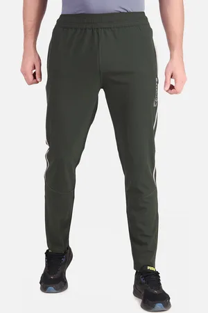 FITINC Men Olive Single Striped Rapid Dry-Fit Track Pants