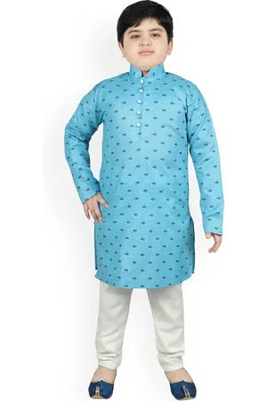 SG Boys Blue Ethnic Motifs Printed Kurta with Churidar