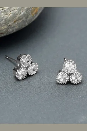Ami Silver-Toned Contemporary Studs Earrings