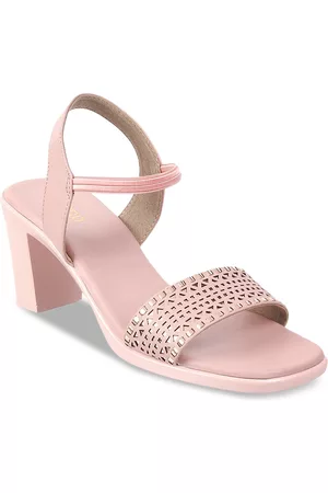 Metro Pink Block Embellished Back Strap Heels
