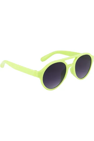 YK Unisex Kids Grey Lens & Green Oval Sunglasses with UV Protected Lens -J7592