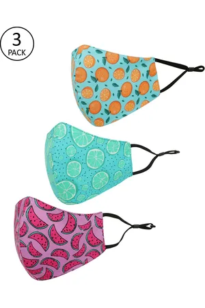 Tossido Kids Pack Of 3 Printed Pure Cotton 3-Ply Reusable Outdoor Cloth Masks