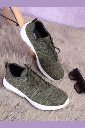 TPENT Men Green Woven Design Lace-Up Sneakers
