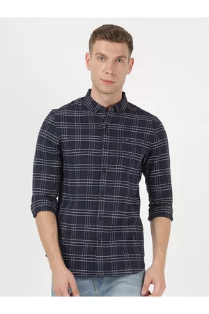 Lee Men Blue Slim Fit Tartan Checks Checked Casual Shirt