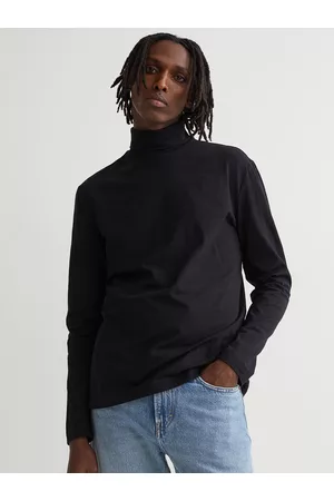 H&M Men Black Slim Fit Cotton Polo-Neck Top