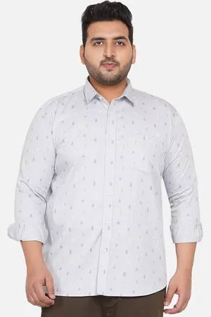 John Pride Plus Size Men Grey Printed Casual Shirt