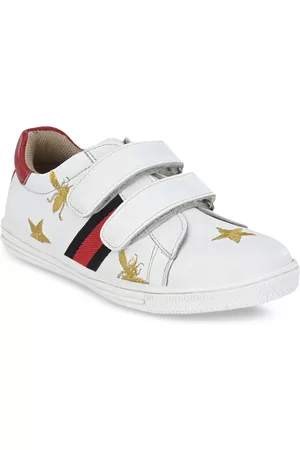 CARLO ROMANO Unisex Kids White Printed Leather Sneakers