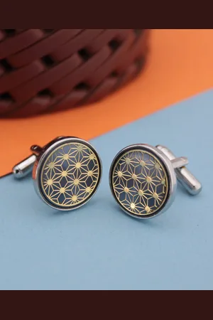 Kavove Gold-Toned & Blue Cufflink