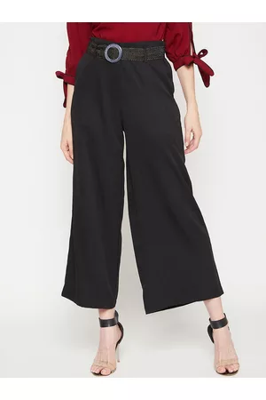 marie claire Women Black Straight Fit Solid Parallel Trousers