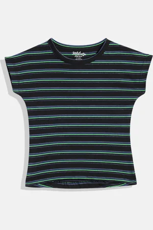 METRO KIDS COMPANY Black & Blue Striped Extended Sleeves Top