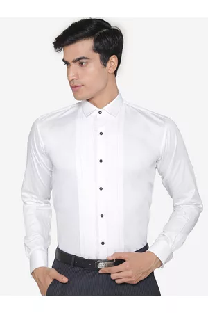 MANQ Men White Regular Fit Solid Casual Shirt