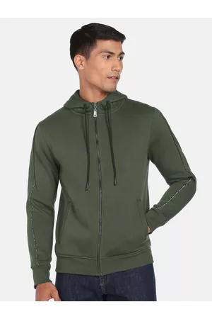 Arrow Men Olive Green Hooded Sweatshirt