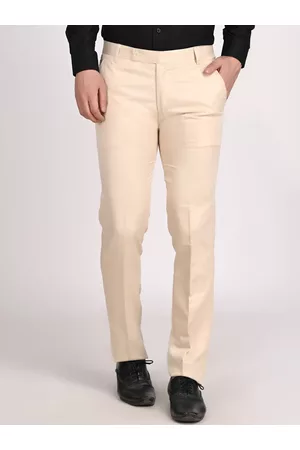 Tahvo Men Beige Comfort Cotton Formal Trousers