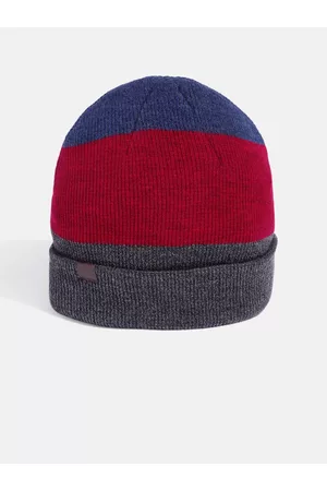WROGN Unisex Red & Grey Colourblocked Beanie