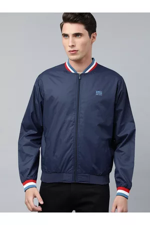 Pepe Jeans Men Navy Blue Solid Open Front Jacket