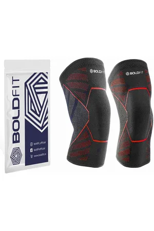 BOLDFIT Black & Red Solid Knee Support Cap