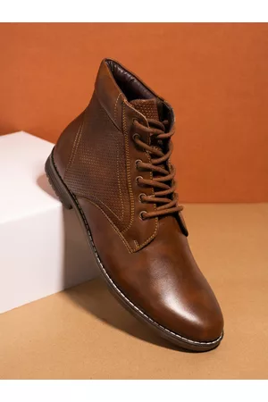 El Paso Men Tan Flat Boots