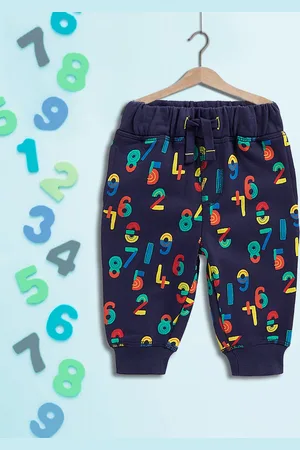 Mothercare Infant Boys Navy Blue & Red Printed Cotton Joggers