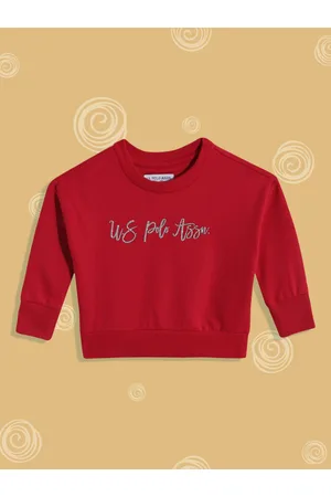Ralph Lauren U S Polo Assn Kids Girls Red Printed Sweatshirt