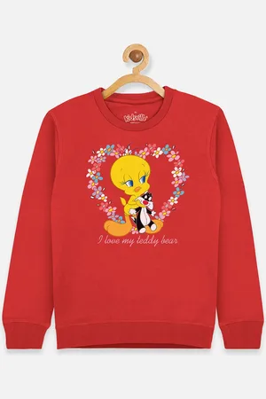 Kidsville Tweety Girls Red & Yellow Printed Sweatshirt
