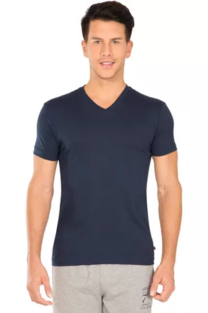 Jockey Men Navy Blue Solid Lounge T-shirt