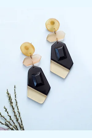 Golden Peacock Black Classic Drop Earrings