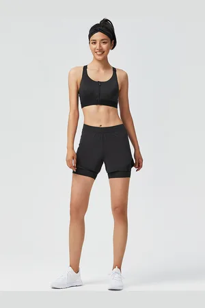 DECATHLON Women Black Training or Gym Hot Pants Shorts