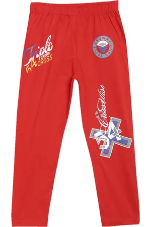 Sweet Angel Boys Red & Blue Printed Pure Cotton Relaxed-Fit Track Pant