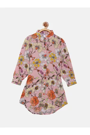 KiddoPanti Girls Floral Shirt Dress