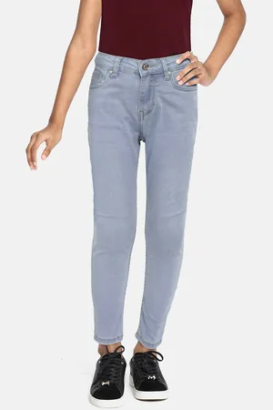 AND Girls Blue Skinny Fit Mid-Rise Clean Look Light Fade Stretchable Jeans