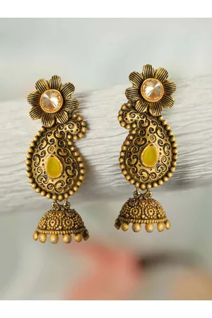 Priyaasi Gold-Plated Contemporary Jhumka Earrings