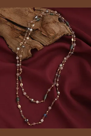 Accessorize Gold-Toned & White Metal Gold-Plated Layered Necklace