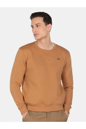 Arrow Men Brown Solid Sweatshirt