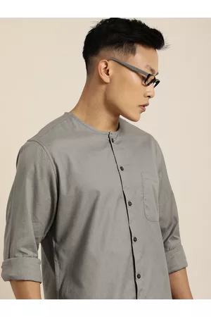 Taavi Men Grey Woven Legacy Slim Fit Casual Shirt