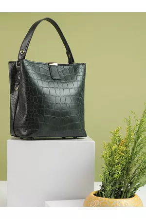 Campus Sutra Black PU Oversized Bowling Handheld Bag with Cut Work