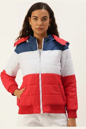 Kook N Keech Women Colourblocked Hooded Bomber Jacket