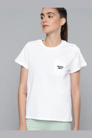 Reebok Women White Brand Logo Printed T-shirt