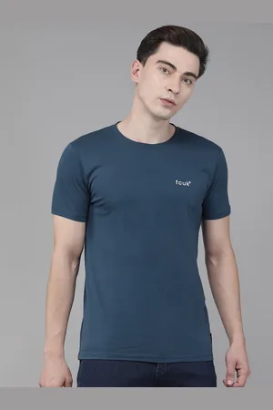 French Connection Men Blue Solid Slim Fit T-shirt