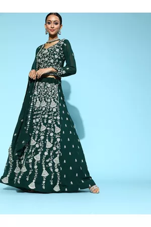 Chhabra 555 Green Embroidered Made To Measure Lehenga & Blouse with Dupatta